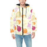 Onion garlic white red pattern Men's Padded Hooded Jacket