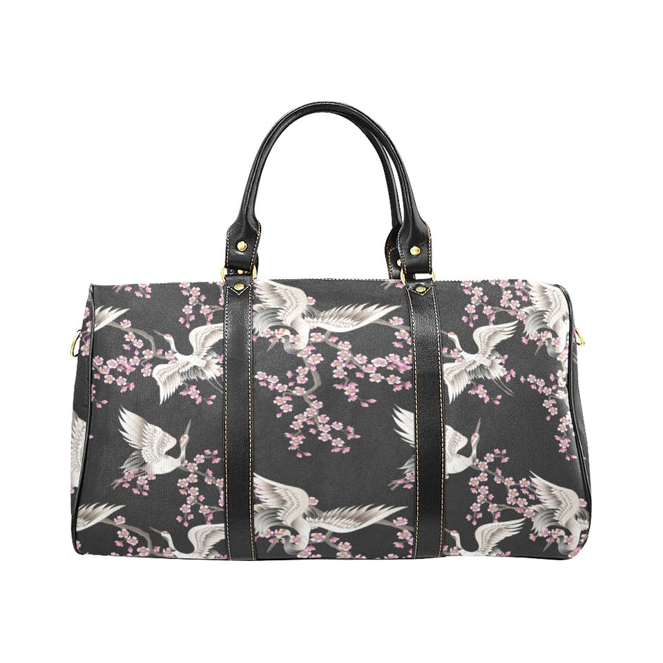 Japanese crane pink sakura pattern Travel Bag