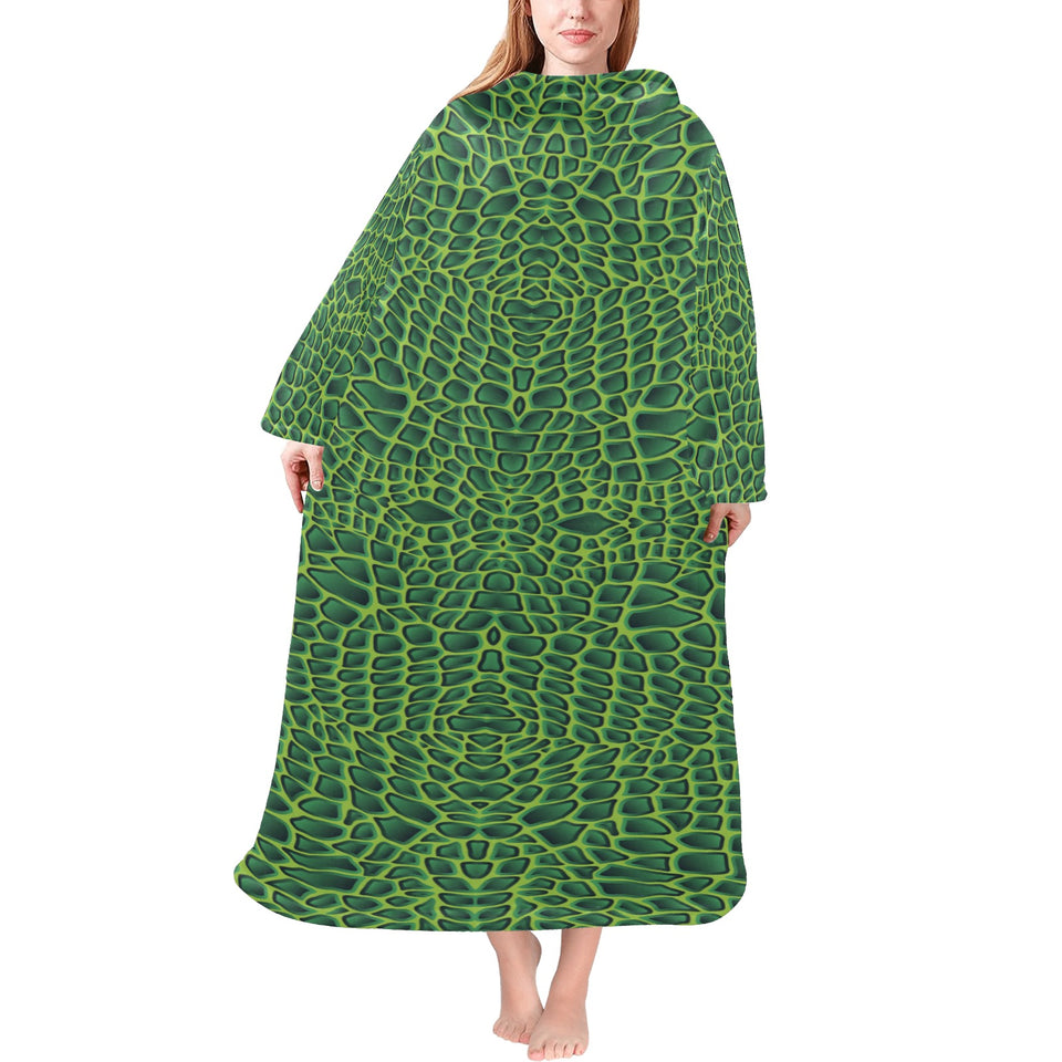 Crocodile Skin Printed Blanket Robe with Sleeves
