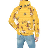 Bee flower pattern Men's Padded Hooded Jacket
