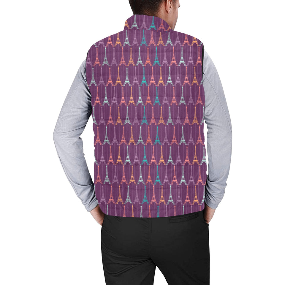 Eiffel Tower Pattern Print Design 05 Men's Padded Vest
