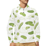 Cucumber sketch pattern Men's Long Sleeve Polo Shirt