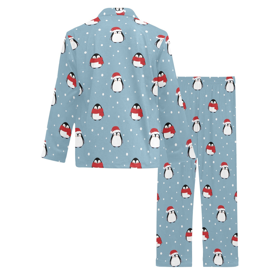 Cute penguin christmas snow pattern Men's Long Pajama Set