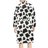 Cow skin pattern Men's Long Sleeve Belted Night Robe