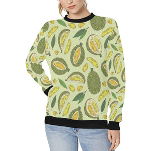 Durian leaves pattern background Women's Crew Neck Sweatshirt