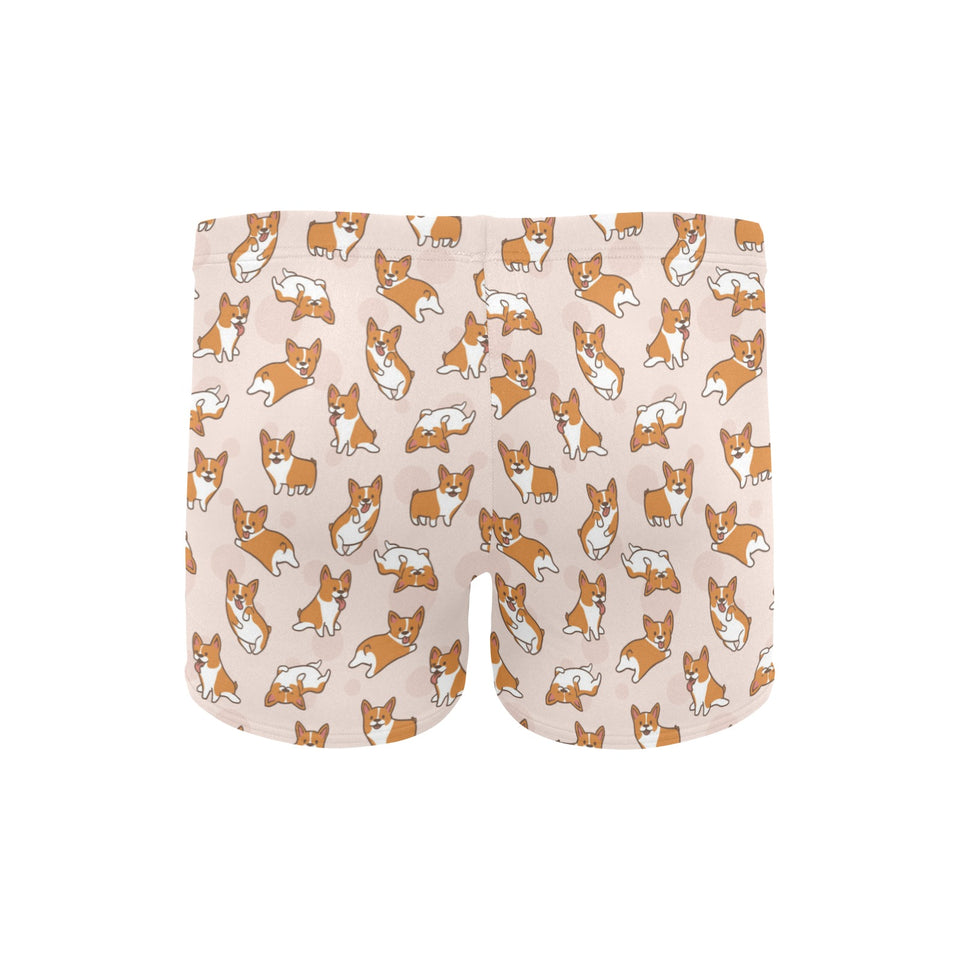 Cute Corgis Pattern pink background Men's Swimming Trunks