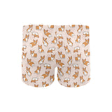 Cute Corgis Pattern pink background Men's Swimming Trunks