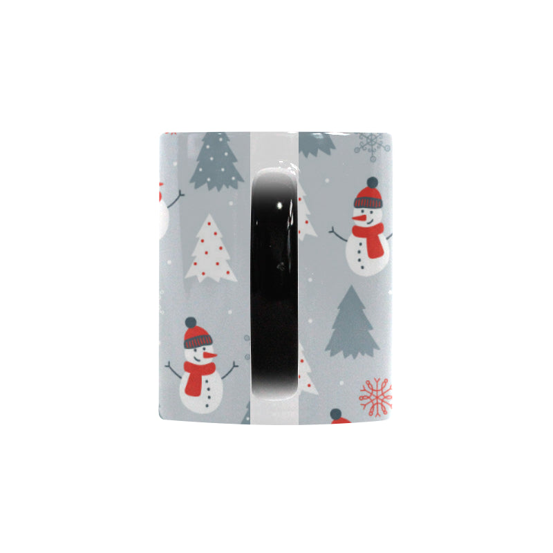 Snowman christmas  tree snow gray background Morphing Mug Heat Changing Mug