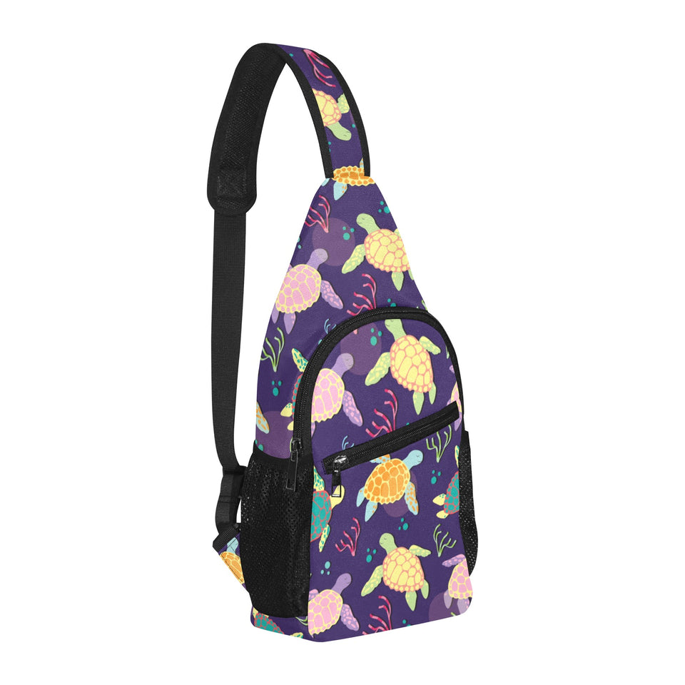 Colorful sea turtle pattern All Over Print Chest Bag