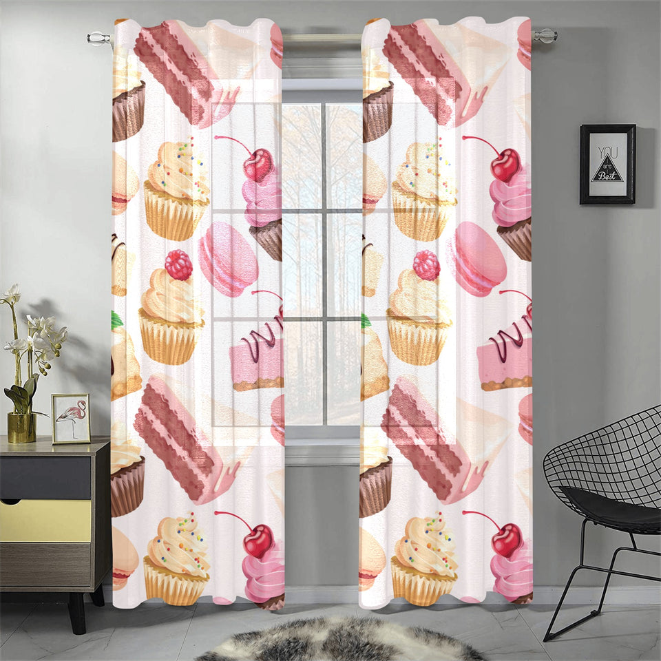 Cake cupcake sweets pattern Gauze Curtain