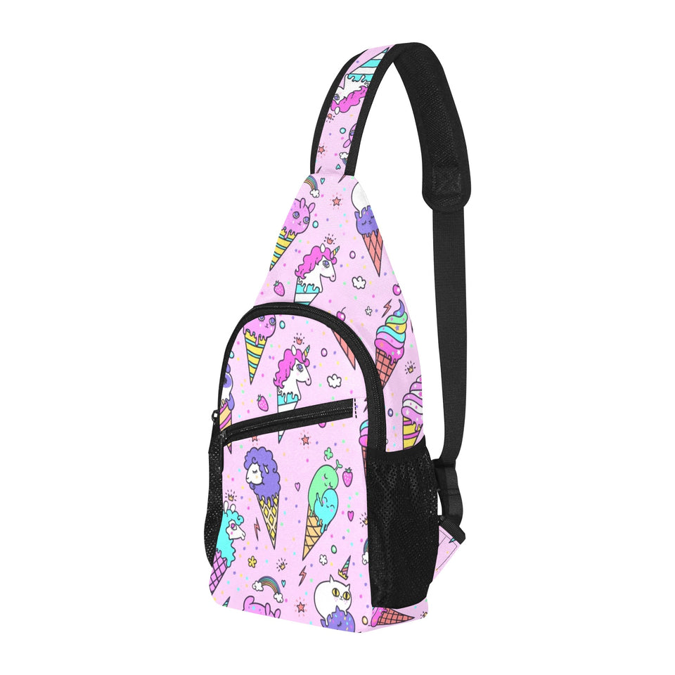 Cute ice cream cone animal pattern All Over Print Chest Bag