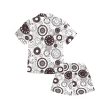 Classic vintage clock pattern Kids' Boys' Girls' V-Neck Short Pajama Set