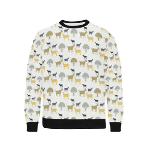 Silhouettes of goat and tree pattern Men's Crew Neck Sweatshirt