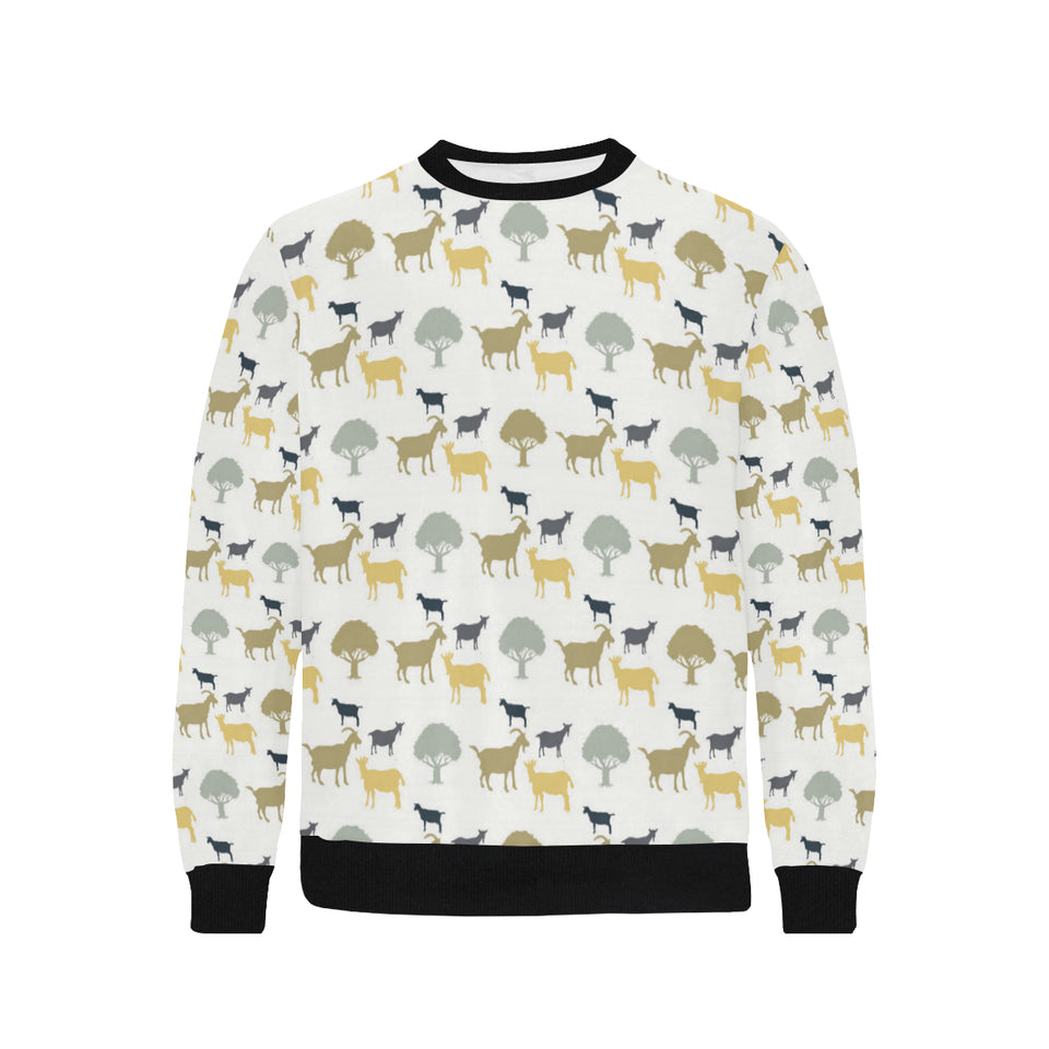 Silhouettes of goat and tree pattern Men's Crew Neck Sweatshirt