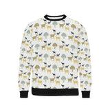 Silhouettes of goat and tree pattern Men's Crew Neck Sweatshirt