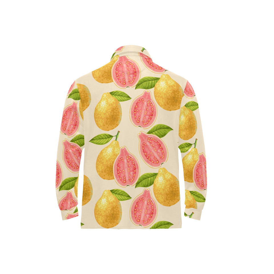 Beautiful guava pattern Men's Long Sleeve Polo Shirt