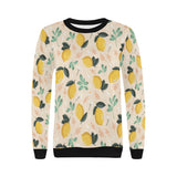 lemon flower leave pattern Women's Crew Neck Sweatshirt