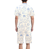 Cute sushi icon pattern Men's V-Neck Short Pajama Set