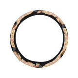 Dachshund floral background Car Steering Wheel Cover