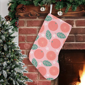 Grapefruit leaves flower pink background Christmas Stocking