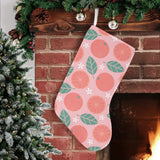 Grapefruit leaves flower pink background Christmas Stocking