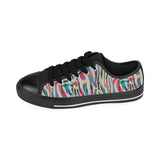 Colorful zebra skin pattern Men's Low Top Canvas Shoes Black