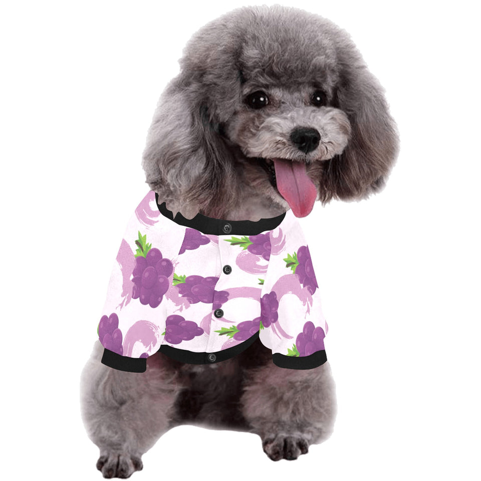 Cute Grape pattern All Over Print Pet Dog Round Neck Fuzzy Shirt
