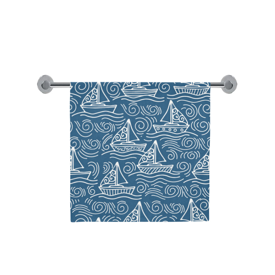 Hand drawn sailboat pattern Bath Towel