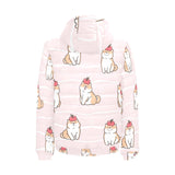 Cute Shiba Inu Dog Apple pattern Men's Padded Hooded Jacket