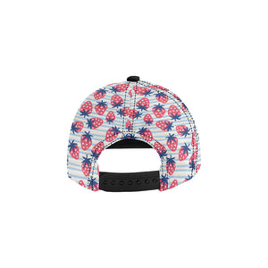 Strawberry pattern blue lines background All Over Print Snapback Cap