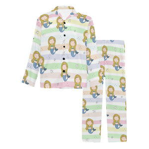 Cute hand drawn mermaid Men's Long Pajama Set