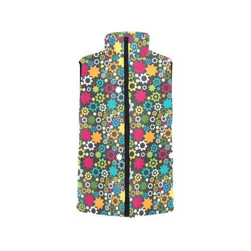 Gear Pattern Print Design 03 Women's Padded Vest