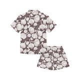 Garlic bulb dark background Kids' Boys' Girls' V-Neck Short Pajama Set