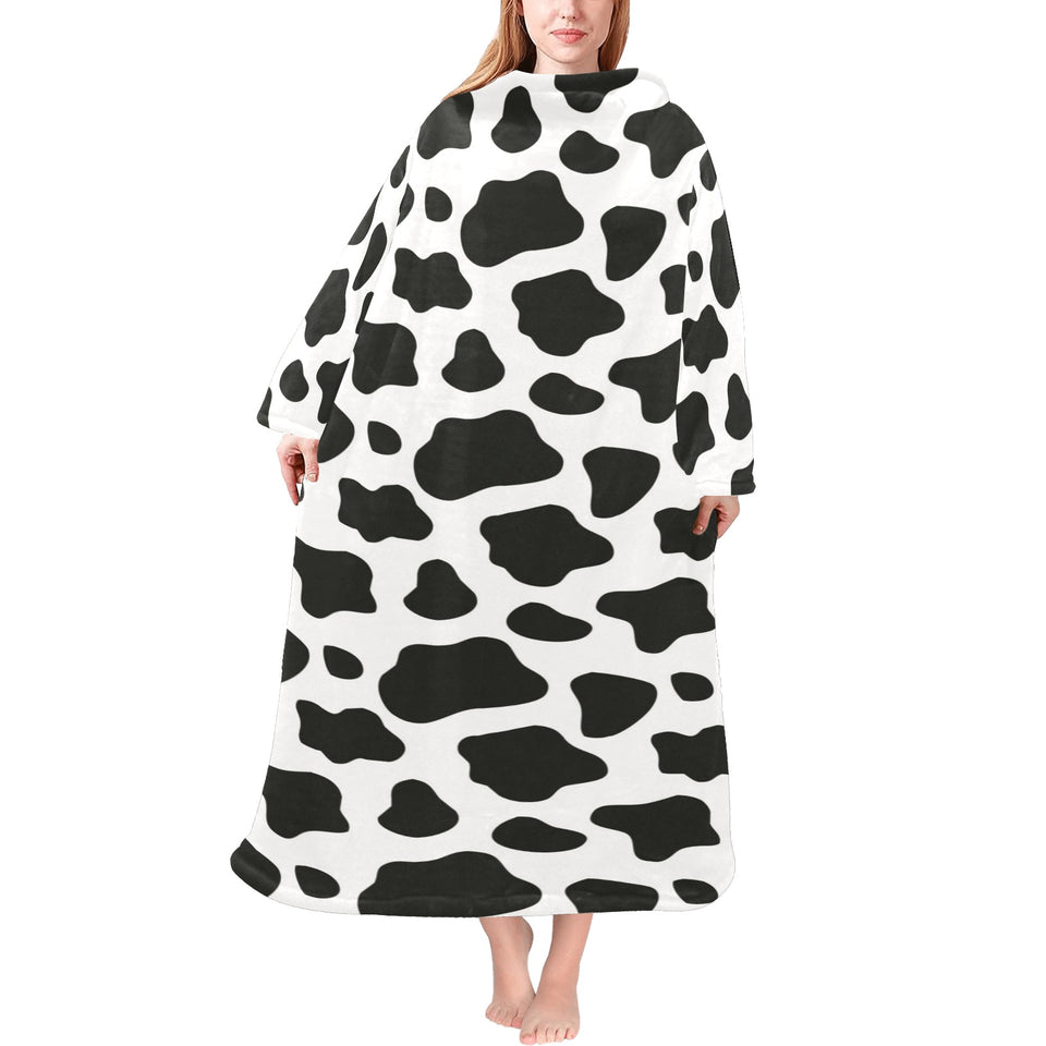 Cow skin pattern Blanket Robe with Sleeves