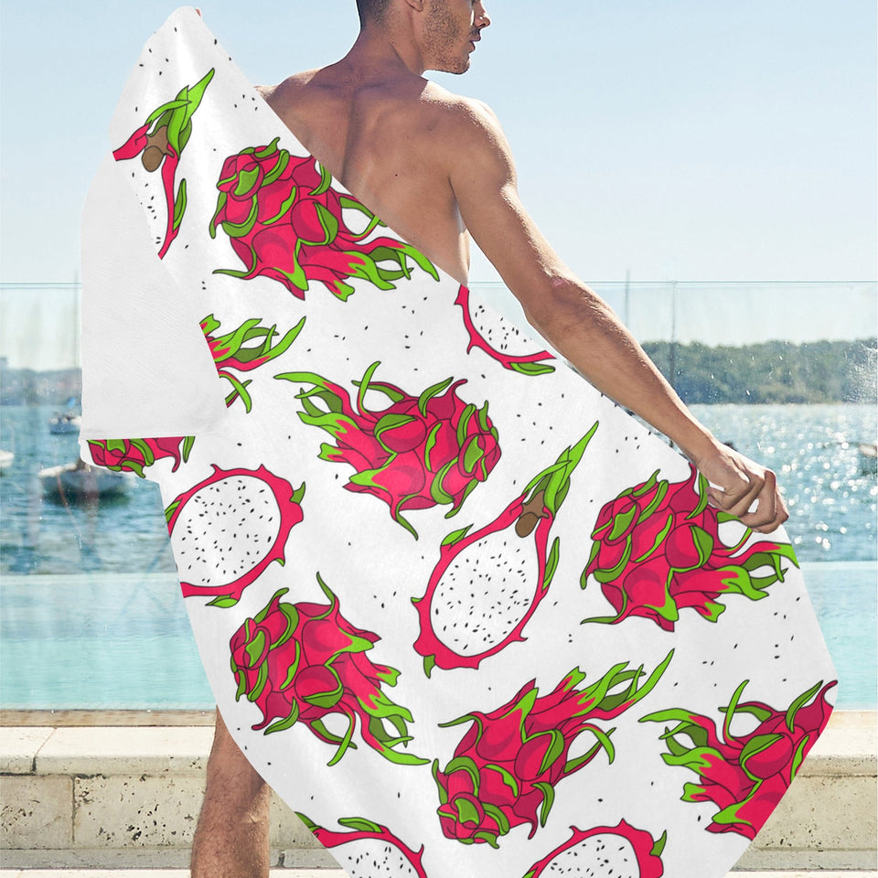 dragon fruits white background Beach Towel