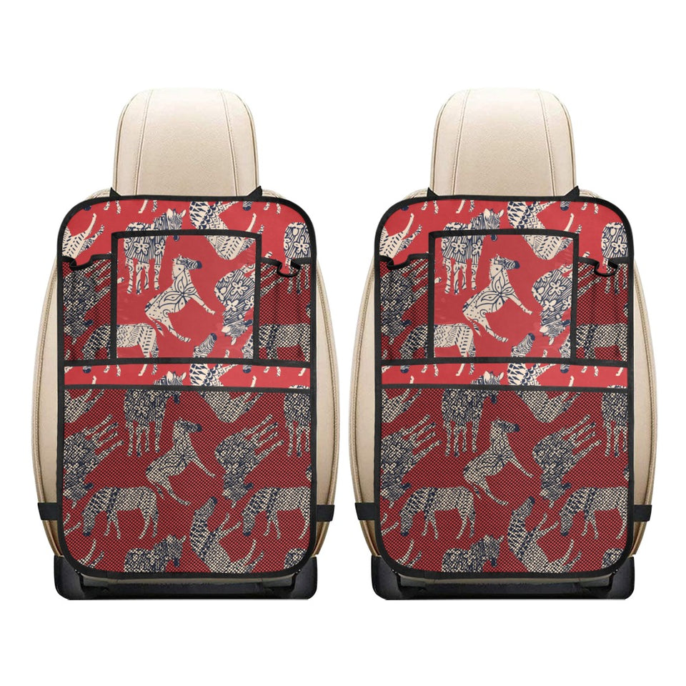 Zebra abstract red background Car Seat Back Organizer