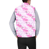 Pink flamingo flower pattern Men's Padded Vest