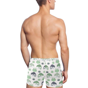 Chameleon lizard succulent plant pattern Men's Swimming Trunks