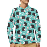 Hedgehog Pattern Print Design 03 Men's Long Sleeve Polo Shirt
