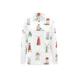 windmill design pattern Women's Long Sleeve Polo Shirt