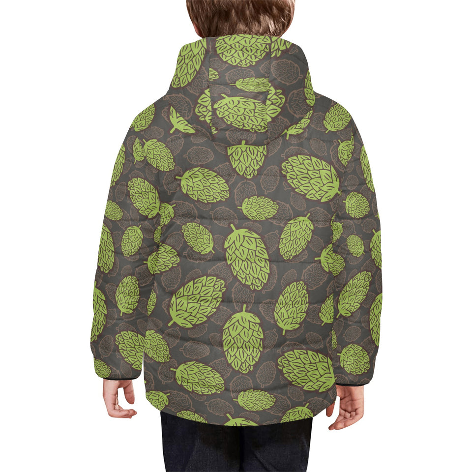 Hop pattern black background Kids' Boys' Girls' Padded Hooded Jacket