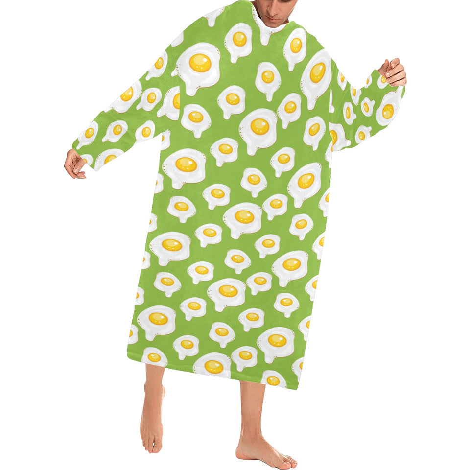 Fried Eggs Pattern Print Design 01 Blanket Robe with Sleeves