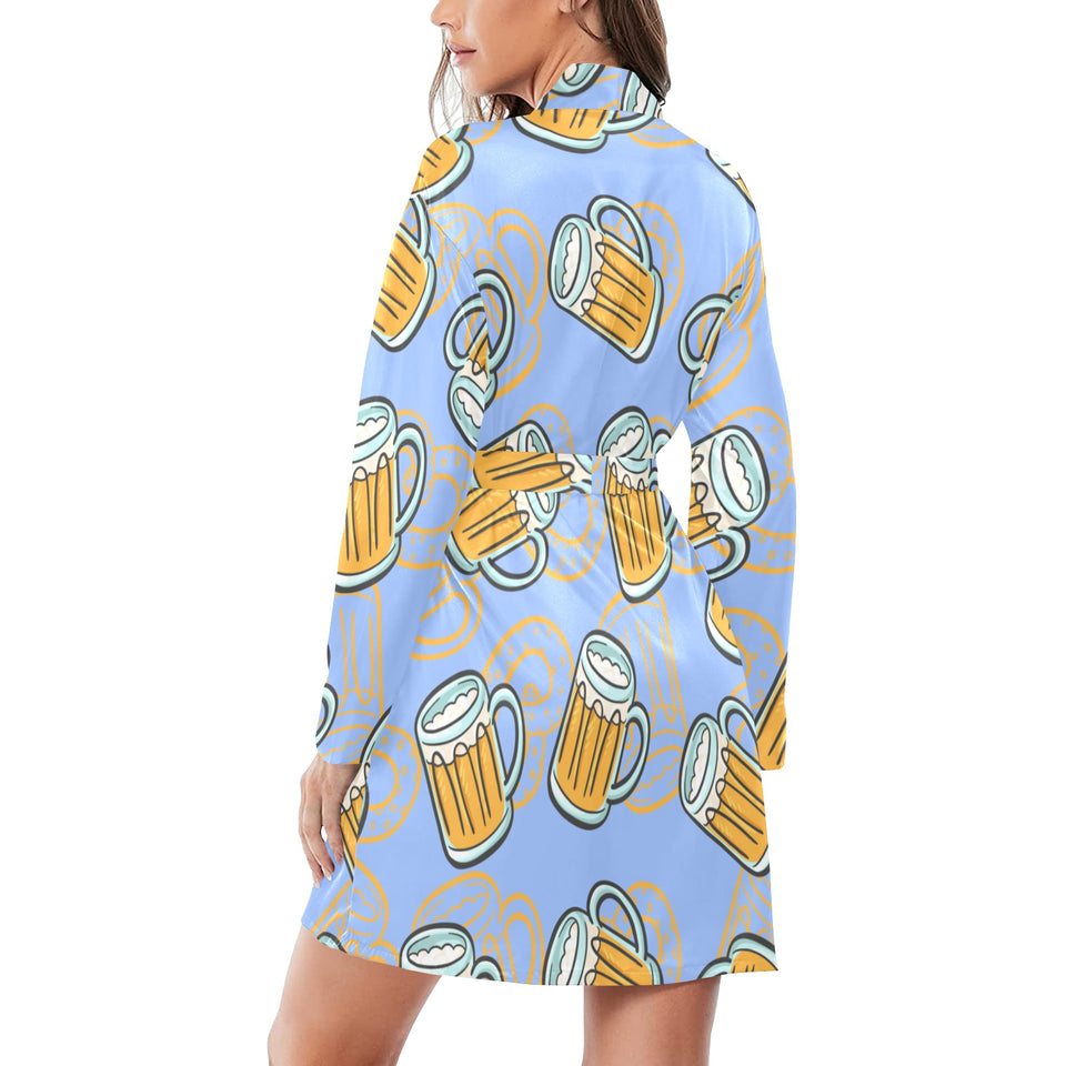 Beer pattern Women's Long Sleeve Belted Night Robe