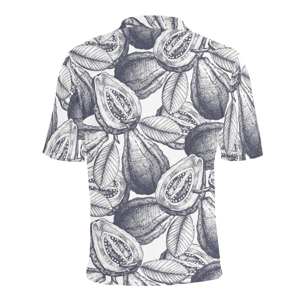 Guava tropical hand drawn pattern Men's All Over Print Polo Shirt