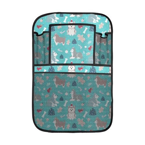 Christmas cute siberian husky puppie pattern Car Seat Back Organizer