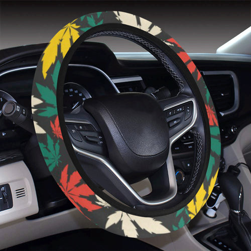 Canabis Marijuana Weed Pattern Print Design 02 Car Steering Wheel Cover