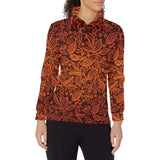 cacao beans tribal polynesian pattern Women's Long Sleeve Polo Shirt