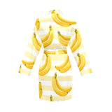 Banana pattern blackground Women's Long Sleeve Belted Night Robe