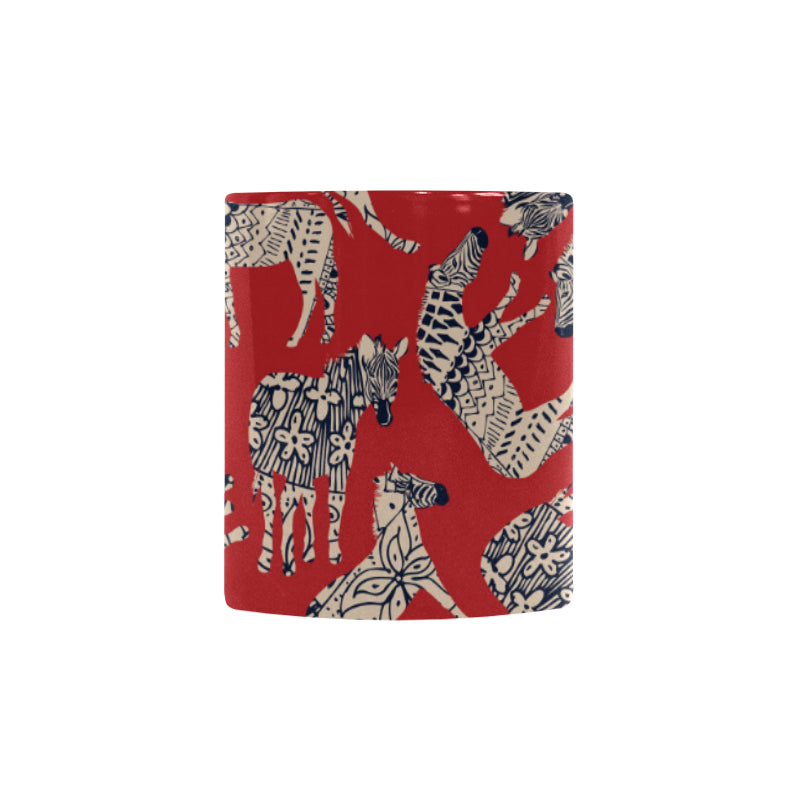 Zebra abstract red background Morphing Mug Heat Changing Mug