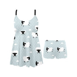 Sheep polka dot cloud pattern Chest Sexy Pleated Two Piece Swim Dress